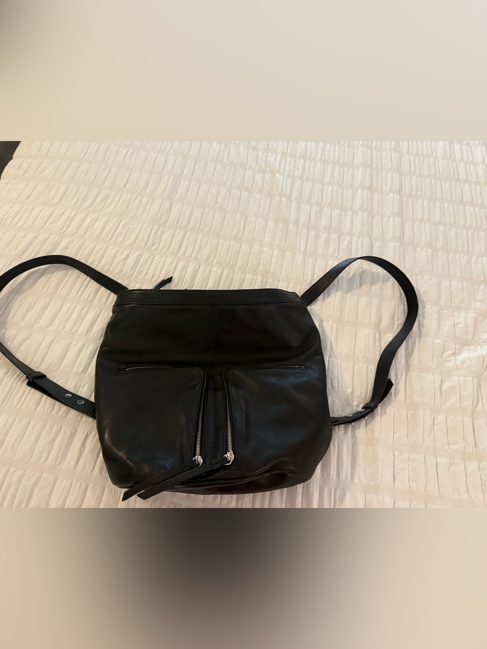 All Saints Fetch Black Leather Backpack